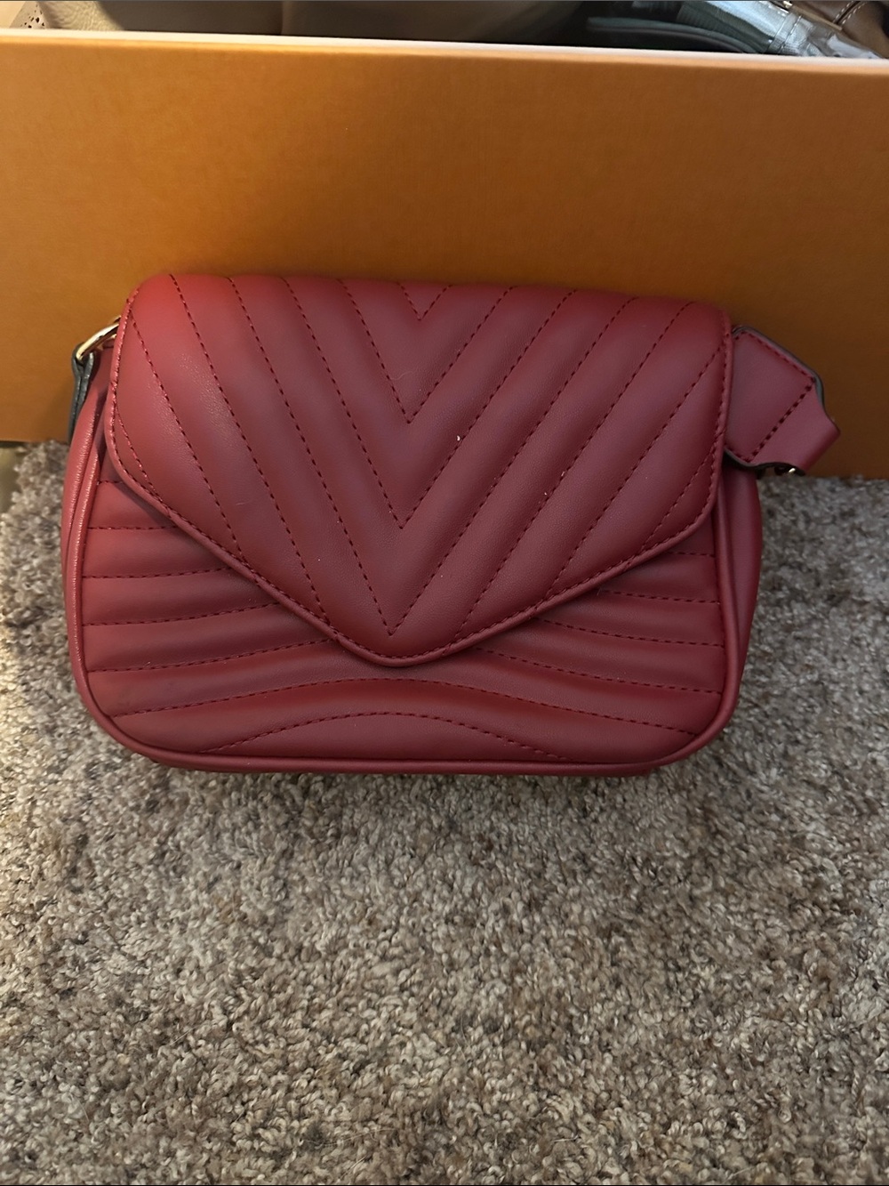 Quilted Crossbody Bag in Deep Burgundy
